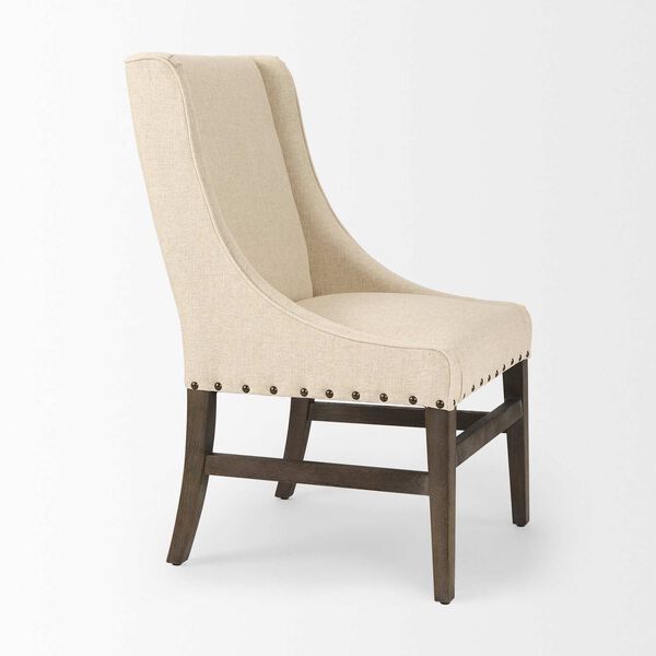 Kensington I Cream Fabric and Solid Wood Dining Chair, image 6