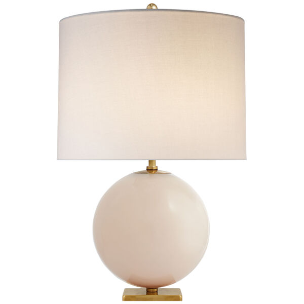 Elsie Table Lamp in Blush Painted Glass with Cream Linen Shade by kate spade new york, image 1