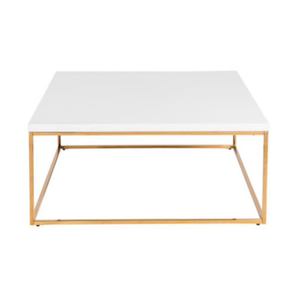 Maeve High Gloss White and Gold Stainless Steel Coffee Table, image 1