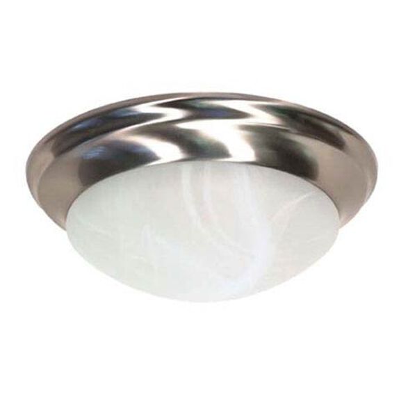 Brushed Nickel Two-Light Energy Star Flush Mount with Alabaster Glass, image 1
