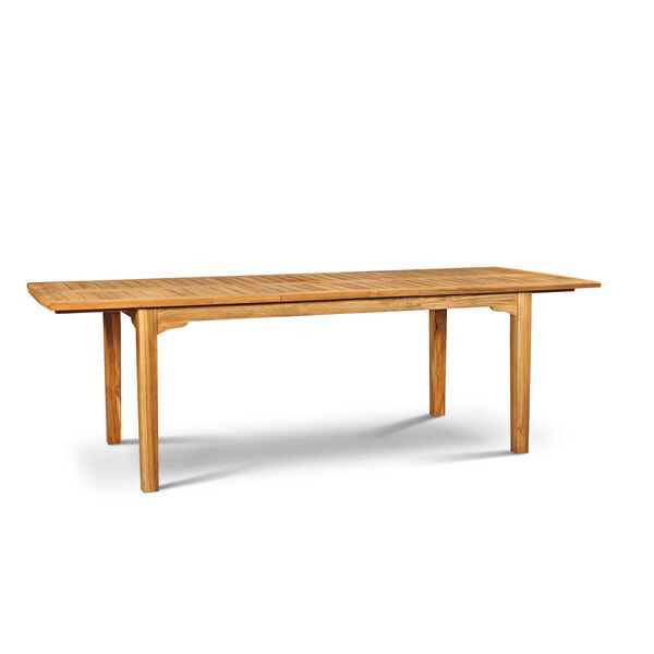 Manorhouse Natural Teak Rectangular Outdoor Dining Table with Built-In Extension, image 1