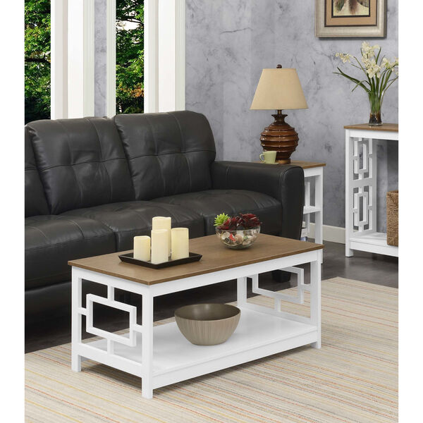 Town Square Driftwood and White Coffee Table with Shelf, image 1