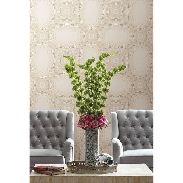 Antonina Vella Natural Opalescence Stone Kaleidoscope Cream and Charcoal Wallpaper– SAMPLE SWATCH ONLY, image 3