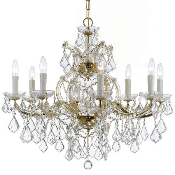 Maria Theresa Gold Nine-Light Chandelier with Clear Hand Cut Crystal, image 1