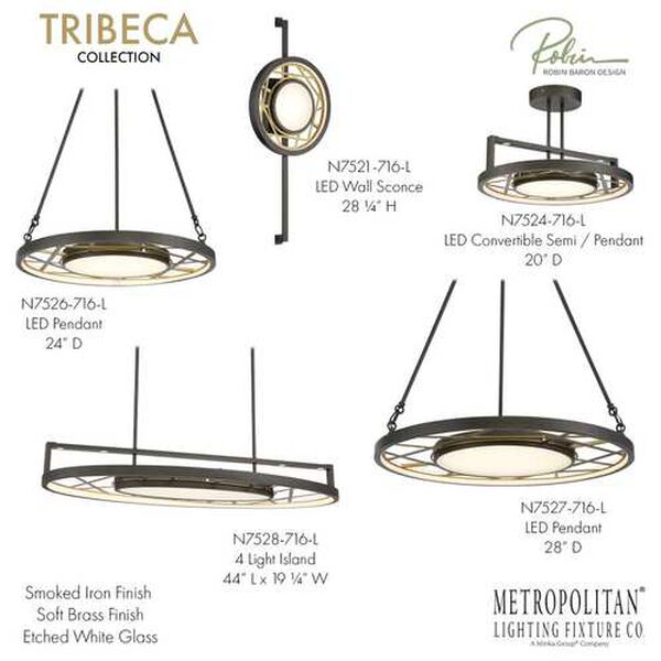 Tribeca Smoked Iron and Soft Brass 24-Inch LED Pendant, image 5