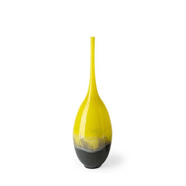 Jasse Yellow and Gray Small Ombre Glass Vase, image 1