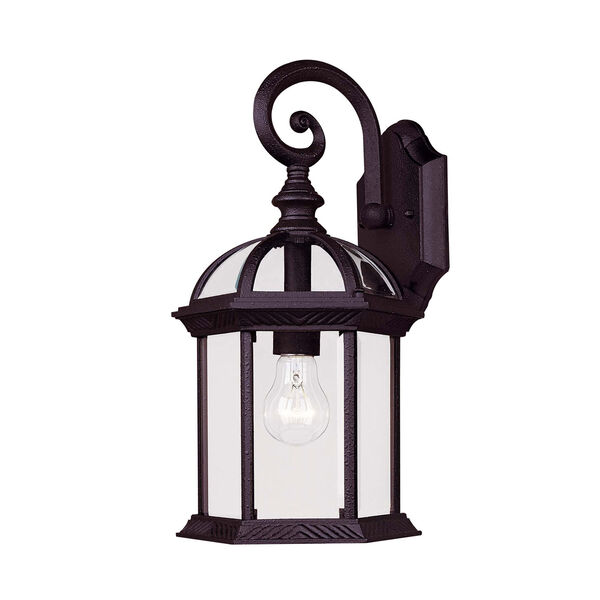 Kensington Medium Textured Black Outdoor Wall-Mounted Lantern, image 1