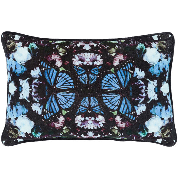 Metamorphosis Black and Bright Blue 13 x 19 In. Pillow with Polyester Insert, image 1