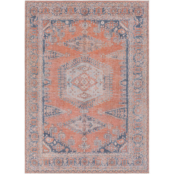 Colin Orange, Blue and Brown Rectangular: 7 Ft. 10 In. x 10 Ft. 2 In. Area Rug, image 1