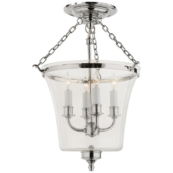 Sussex Semi-Flush Bell Jar Lantern in Polished Nickel by Chapman and Myers, image 1