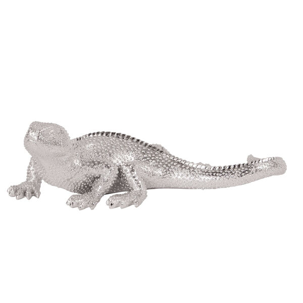 Lizard Bright Nickel Textured Wall Figurine, image 1