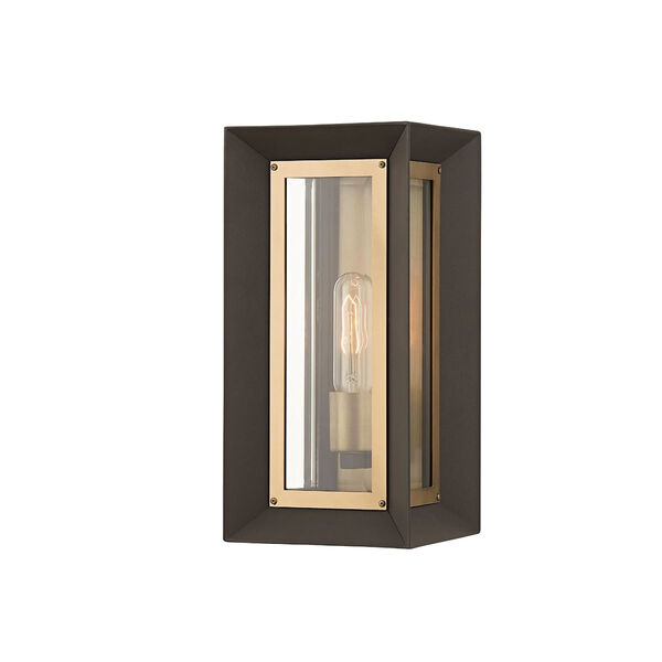 Lowry Textured Bronze and Patina Brass One-Light Outdoor Wall Sconce, image 1
