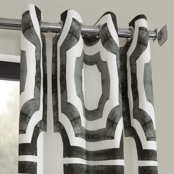 Steel Grommet Printed Cotton Curtain Single Panel, image 2