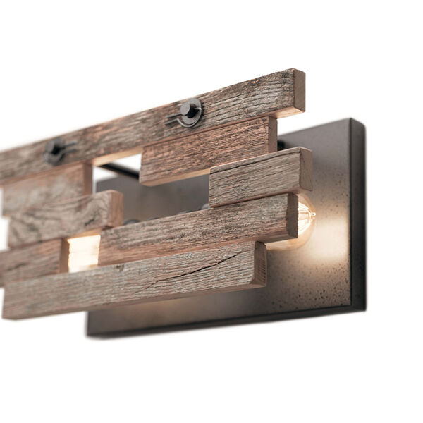 Cuyahoga Mill Anvil Iron Two-Light Reclaimed Wood Wall Sconce, image 2