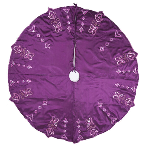 Romance Purple 60-Inch Tree Skirt with Elegant Polysilk Dupioni Fabric, image 1