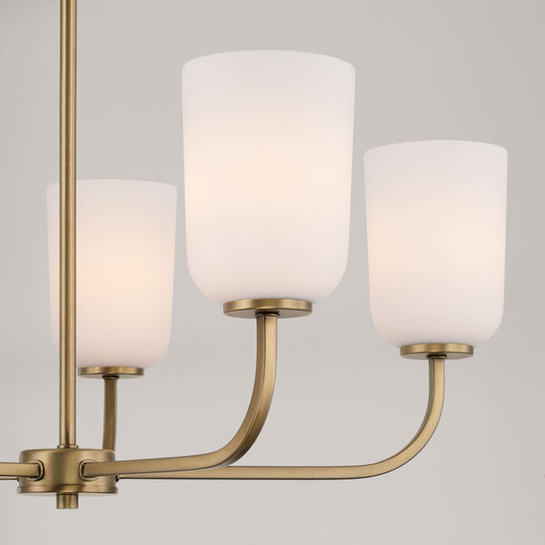 Lawson Aged Brass Five-Light Chandelier with Soft White Glass, image 3
