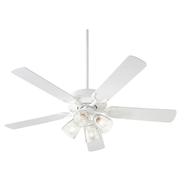 Virtue Studio White Four-Light 52-Inch Ceiling Fan with Clear Seeded Glass, image 3
