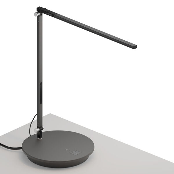 Z-Bar Metallic Black Warm Light LED Solo Desk Lamp with Power Base, image 1