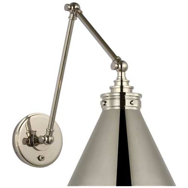 Parkington Polished Nickel One-Light Double Library Wall Sconce by Chapman and Myers, image 1
