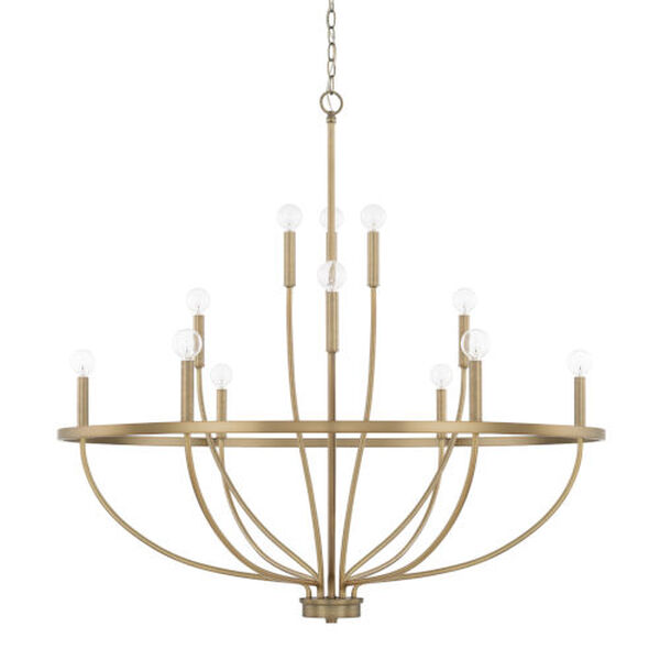 HomePlace Greyson Aged Brass 40-Inch 12-Light Chandelier, image 1