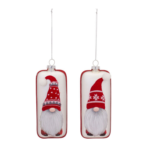 Red Glass Gnome Novelty Ornament, Set of 12, image 1