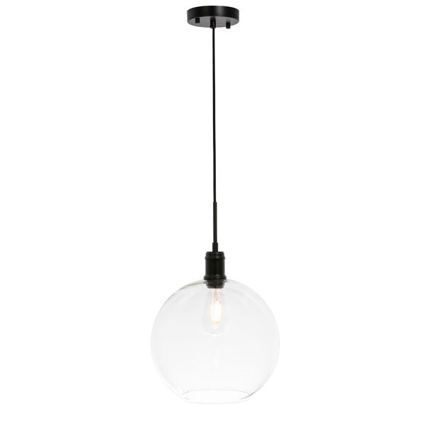 Emett Black 13-Inch One-Light Pendant with Clear Glass, image 1
