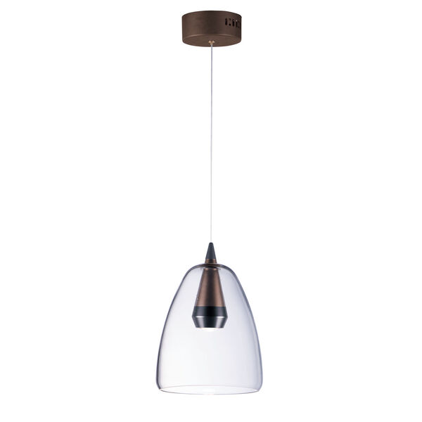 Sven Black and Coffee One-Light LED Mini Pendant With Clear Glass, image 1