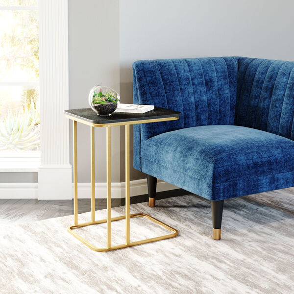 Alma Black and Gold C-Side Marble Table, image 2