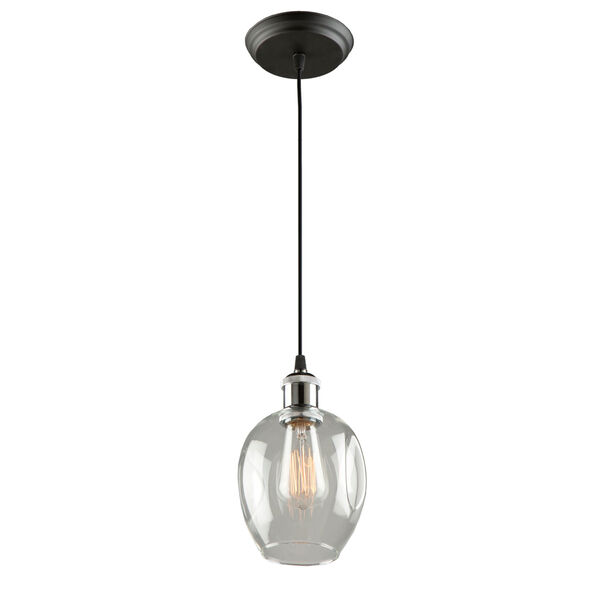 Clearwater Polish Nickel and Black 6-Inch One-Light Mini Pendant, image 1