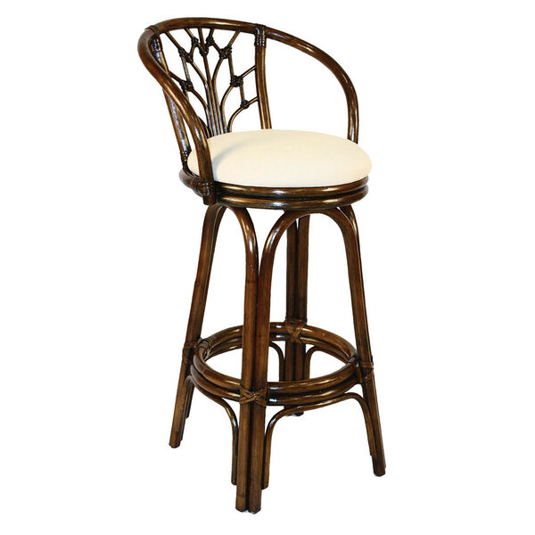 Valencia York Dove Indoor Swivel Rattan and Wicker 24-Inch Counter stool in Antique Finish, image 1