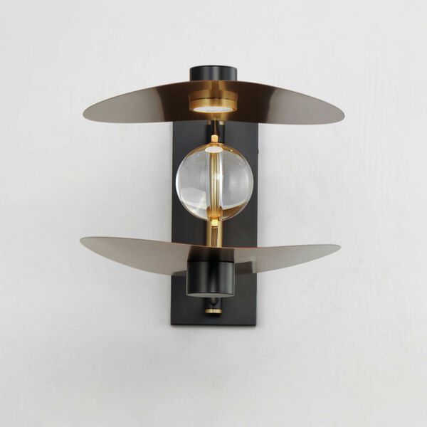 Pearl Black Natural Aged Brass Two-Light LED Wall Sconce, image 3