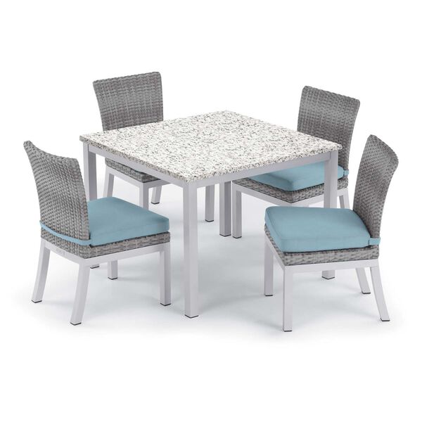 Travira and Argento Ash Ice Blue Five-Piece Outdoor Dining Table and Side Chair Set, image 1