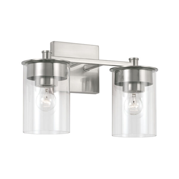HomePlace Mason Brushed Nickel Two-Light Vanity with Clear Glass, image 1