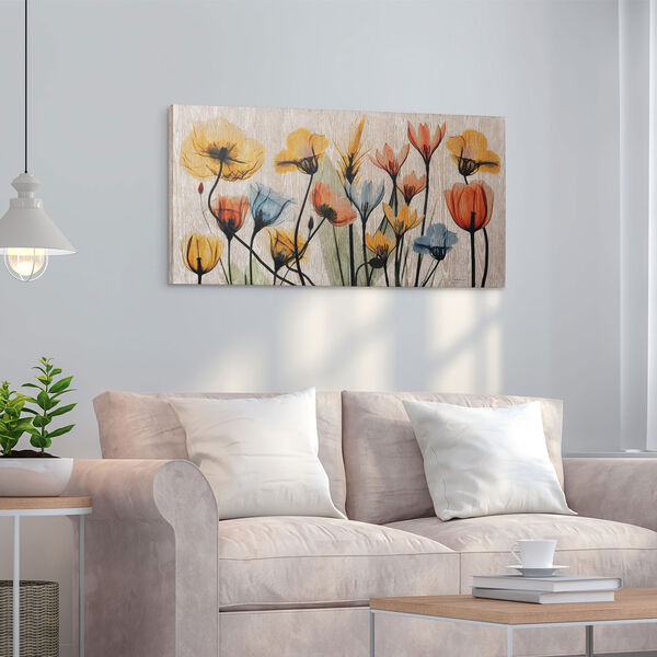 Floral Rainbow Giclee Printed on Hand Finished Ash Wood Wall Art, image 4
