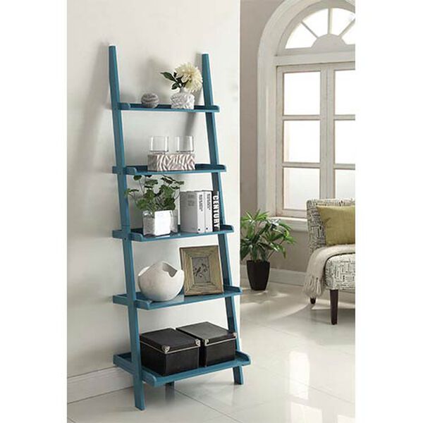 French Country Blue Bookshelf Ladder, image 3