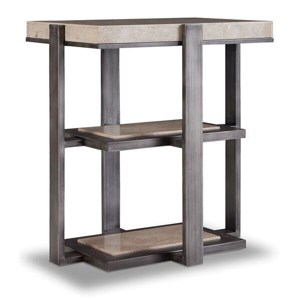 Marble and Steel Chairside Table, image 1