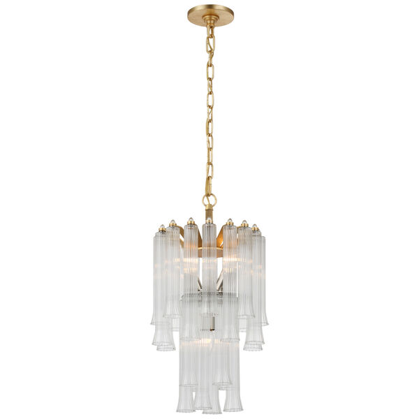 Lorelei Petite Waterfall Chandelier in Gild with Clear Glass by Julie Neill, image 1