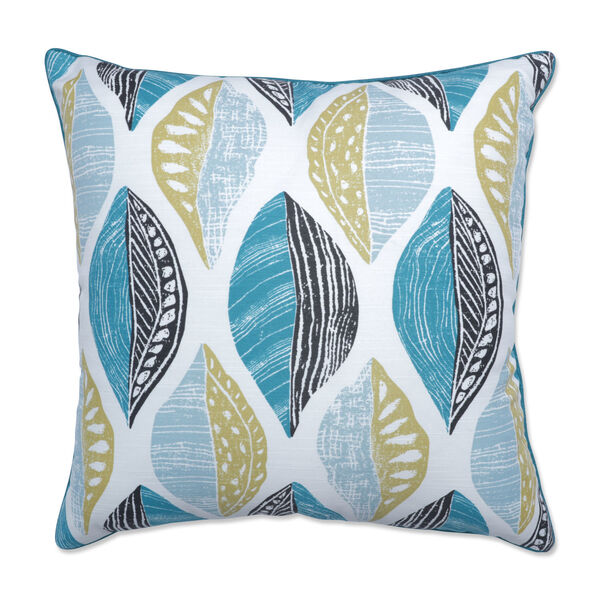 Leaf Block Teal and Citron Floor Pillow, image 1