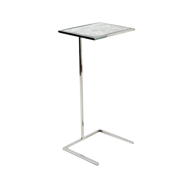 Polished Nickel and Antique Mirror End Table, image 1