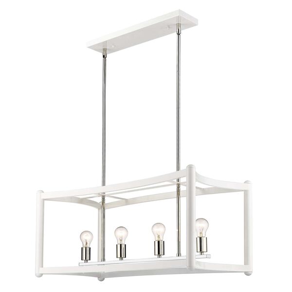 Coyle White with Polished Nickel Cluster Eight-Light Pendant, image 3