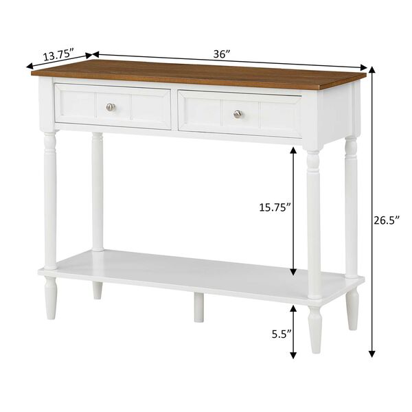 French Country Two Drawer Hall Table in Driftwood and White, image 3