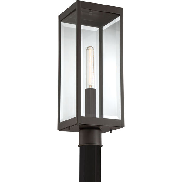 Westover Western Bronze One-Light Outdoor Post Lantern with Transparent Beveled Glass, image 3