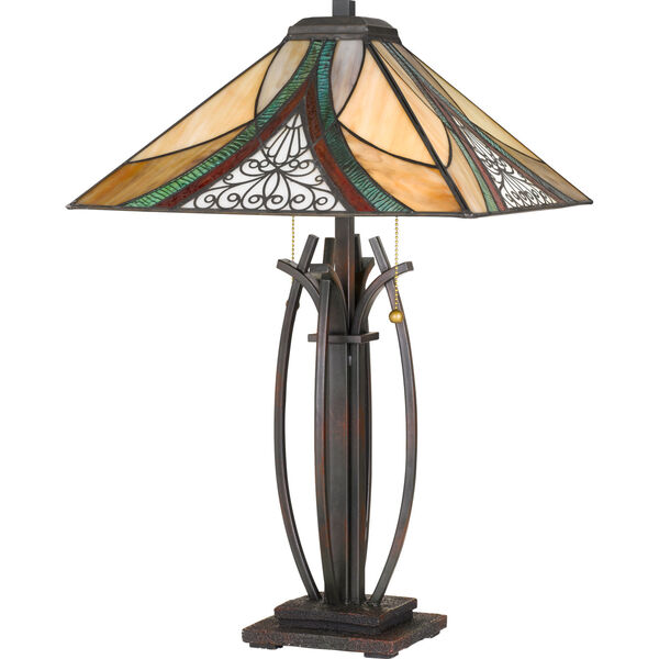 Tiffany Earth Black Two-Light Table Lamp, image 1