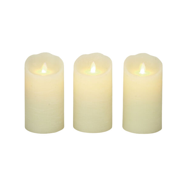 Beige Wax Flameless LED Candles, Set of 3, image 2