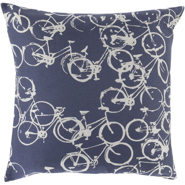 Bold Bicycles Navy and Light Gray 18-Inch Pillow with Down Fill, image 1