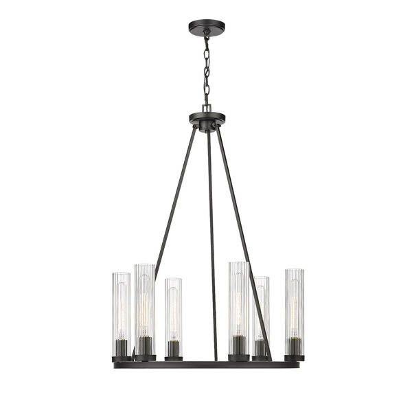 Beau Bronze Six-Light Chandelier with Clear Glass Shade, image 4