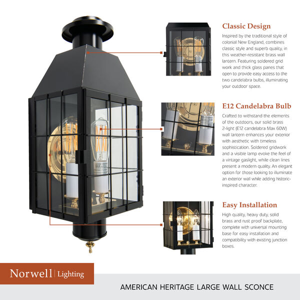 Norwell American Heritage Black Wall, New England Style Outdoor Wall Lights