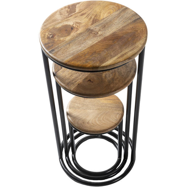Ansh Natural and Black Accent Table, 3 Pieces, image 3