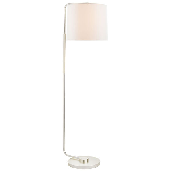 Swing Articulating Floor Lamp in Soft Silver with Linen Shade by Barbara Barry, image 1