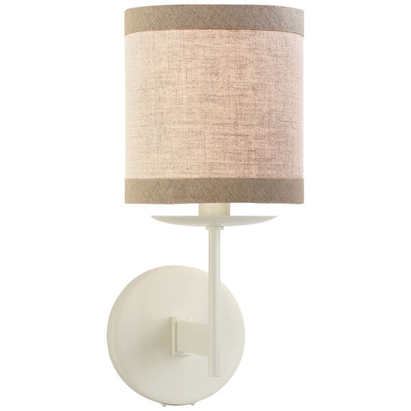 Walker Small Sconce in Light Cream with Natural Linen Shade by kate spade new york, image 1